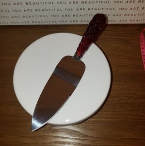 Avon 1876 Cape Cod Collection cake knife.  Vintage. Red Glass.